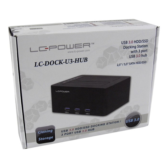 LC-Power LC-DOCK-U3-HUB Station d'accueil HDD USB 3.0 à double baie avec hub 3 ports