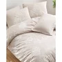 Ensemble de housses de couette 220 x 240 cm + 2 taies 60 x 60 cm, 120 fils, 65% coton 35% polyester, couleurs vison et blanc, lavable machine