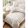Ensemble de housses de couette 220 x 240 cm + 2 taies 60 x 60 cm, 120 fils, 65% coton 35% polyester, couleurs vison et blanc, lavable machine