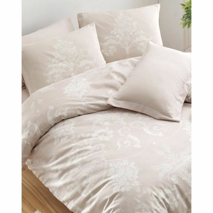 BigBuy Home Parure de couette Vison et blanc, 220 x 240 cm