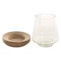 Home ESPRIT Bougeoir Marron Naturel Verre et Bois de manguier (2 Unités)