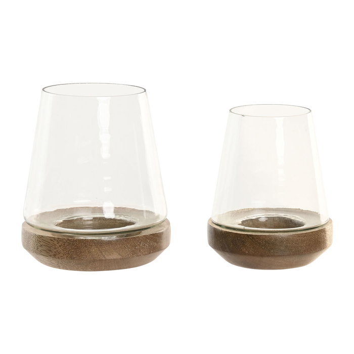 Home ESPRIT Bougeoir Marron Naturel Verre et Bois de manguier (2 Unités) Home ESPRIT Bougeoir Marron Naturel Verre et Bois de manguier (2 Unités)