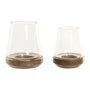 Home ESPRIT Bougeoir Marron Naturel Verre et Bois de manguier (2 Unités)