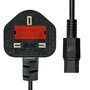 ProXtend Câble d'alimentation UK vers C15 1M Noir - Cordon secteur pour équipements informatiques et électriques