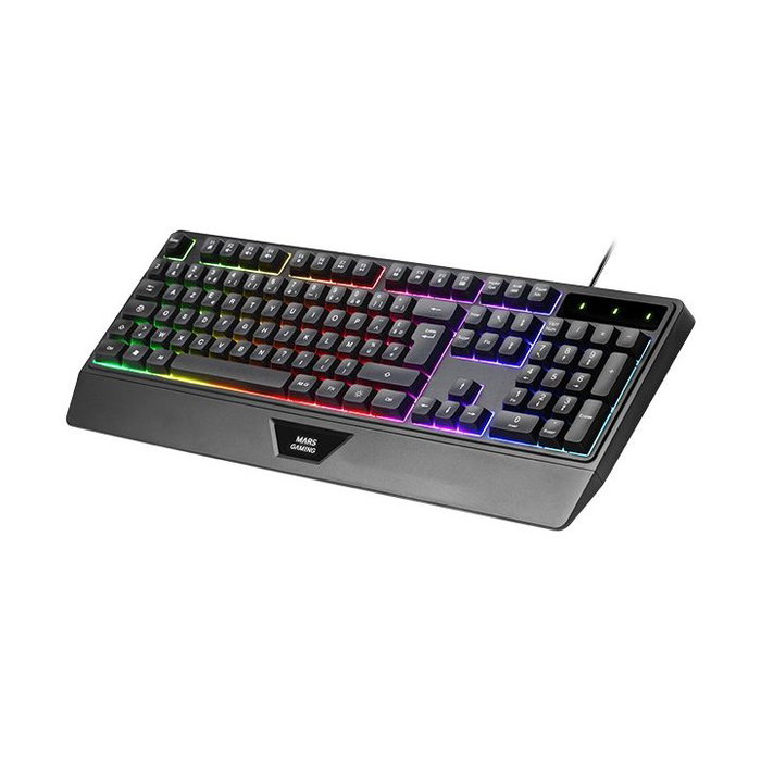 Mars Gaming Combo 4-en-1 MCP124PROFR Clavier H-Mech RGB + Souris 3200 DPI + Casque + Tapis, AZERTY Français, Noir