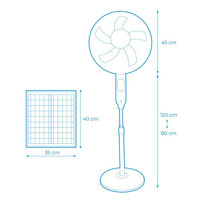Ventilateur sur Pied EDM 33523 Blanc 25 W Solaire