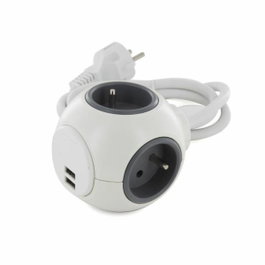 Chacon PowerBall Extended - Bloc multiprise ronde 4 prises + 2 USB