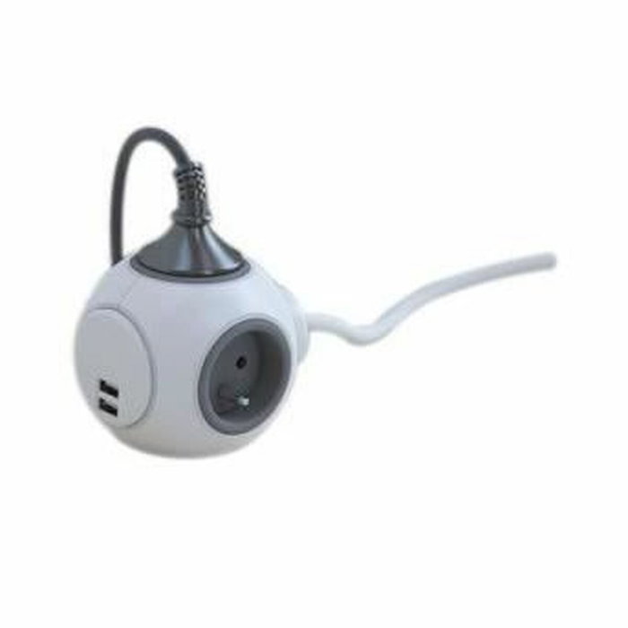 Chacon PowerBall Extended - Bloc multiprise ronde 4 prises + 2 USB