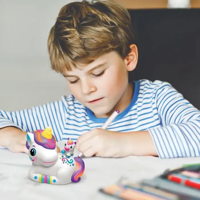 Crazart Lexibook Squeezie surprise maman et ses bébés animaux avec 4 figurines à colorier et accessoires cachés, licorne, ours, chat, chien