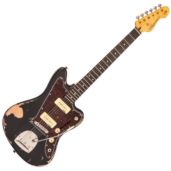 Vintage V65V Icon Electric Guitar Black - Guitare Électrique avec Finition Vieillie Vintage V65V Icon Electric Guitar Black - Guitare Électrique avec Finition Vieillie