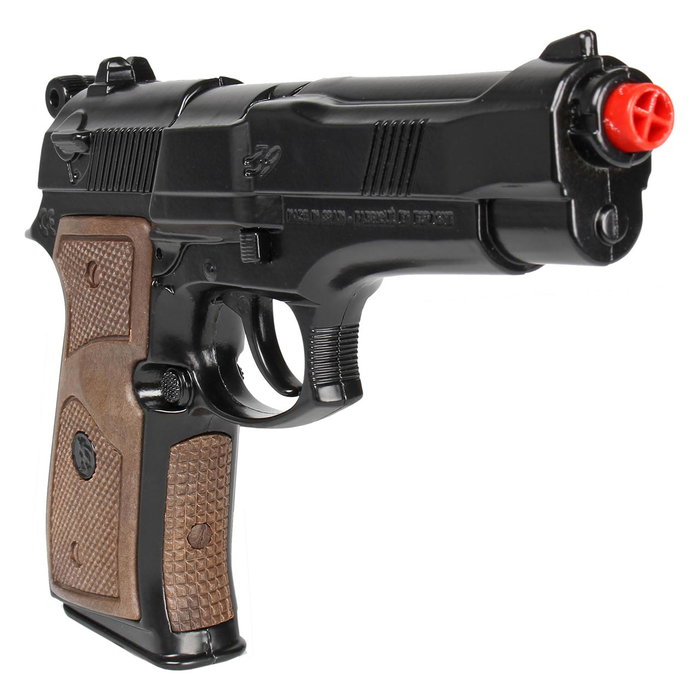 Gonher - Pistolet Police 8 Coups en Métal, Noir, pour Enfants +3 ans