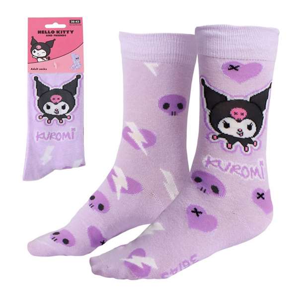 Cerdá Chaussettes Hello Kitty et Kuromi - Taille chaussure 36-43 - Couleur Violet