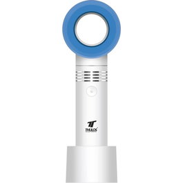 Thulos TH-MFN-03 Mini ventilateur portable Kool Breeze, 3 vitesses, batterie 800 mAh, recharge USB, Blanc et Bleu, compact