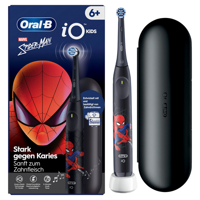 Oral-B 932820 Brosse à dents électrique iO Kids avec Spider-Man 6+ et étui, Noir Oral-B 932820 Brosse à dents électrique iO Kids avec Spider-Man 6+ et étui, Noir