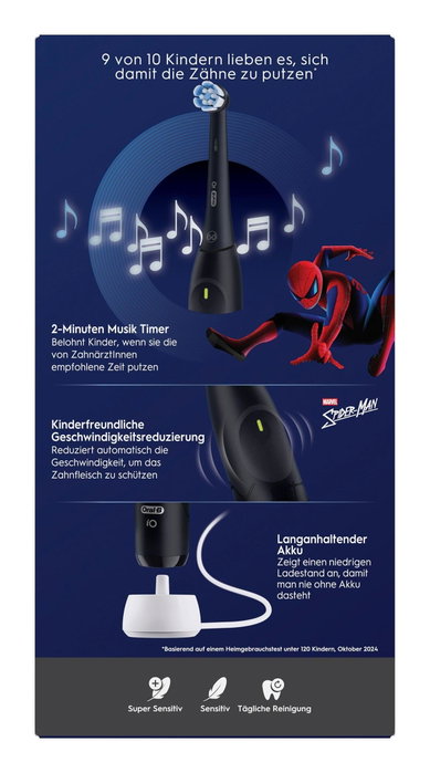 Oral-B iO Kids Spiderman 6+ avec étui - Noir