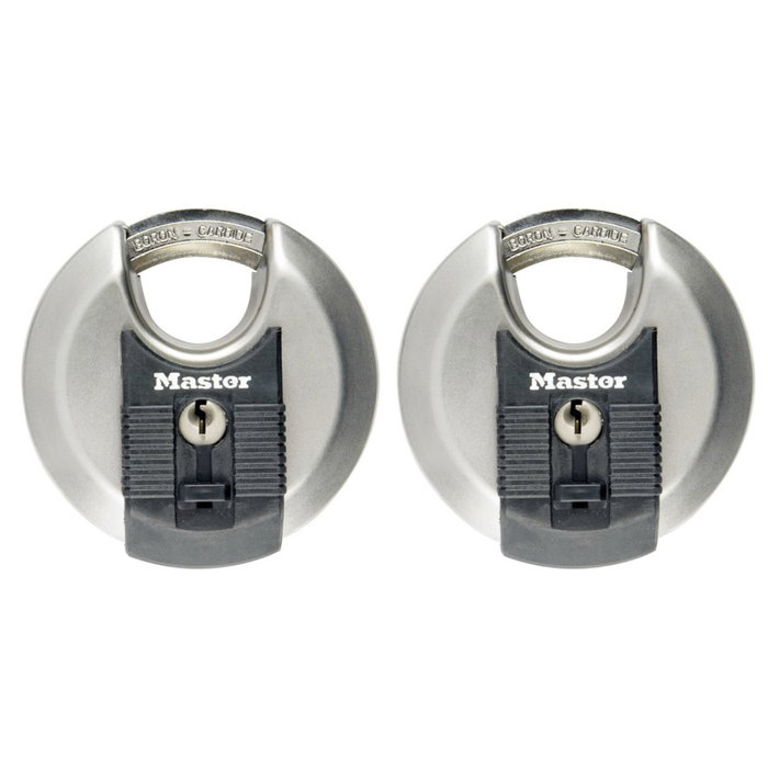 Master Lock Lot de 2 Cadenas à Disque M40EURT en Acier Inoxydable 70 mm