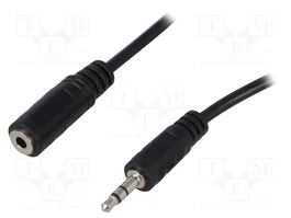 LOGILINK Câble Jack 3,5mm 3pin Prise vers Socle, 3m, Noir