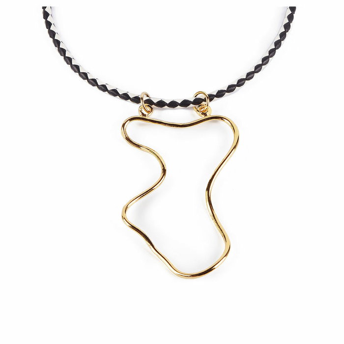 Shabama Collier Malawi en cuir tressé et laiton doré avec pendentif lac Shabama Collier Malawi en cuir tressé et laiton doré avec pendentif lac