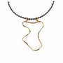 Shabama Collier Malawi en cuir tressé et laiton doré avec pendentif lac