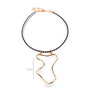Shabama Collier MALAWI en cuir tressé doré avec pendentif lac ajustable 38+5 cm - Collection Africa - Collier pour femme