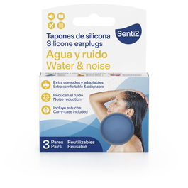 Senti2 Bouchons d'oreilles en silicone pour eau et bruit - Protection confortable - 3 unités