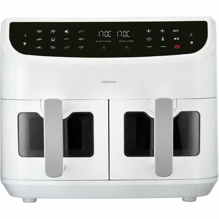 Medion P20 XXL Twin Blanc, Friteuse à Air Chaud 8,7 L, 2600 W Medion P20 XXL Twin Blanc, Friteuse à Air Chaud 8,7 L, 2600 W