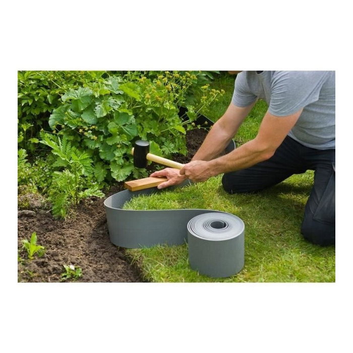 Nature Bordure de jardin en polyéthylène gris 7,5 cm x 10 m