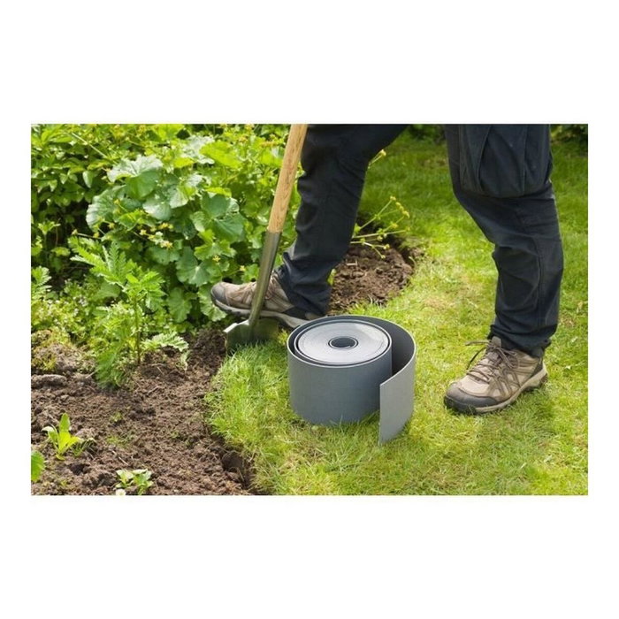 Nature Bordure de jardin en polyéthylène gris 7,5 cm x 10 m
