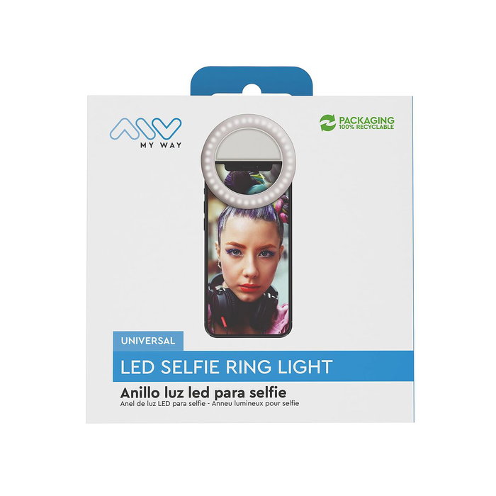 Anneau Lumineux pour Selfie Rechargeable Muvit MWCHL0007 Blanc Anneau Lumineux pour Selfie Rechargeable Muvit MWCHL0007 Blanc