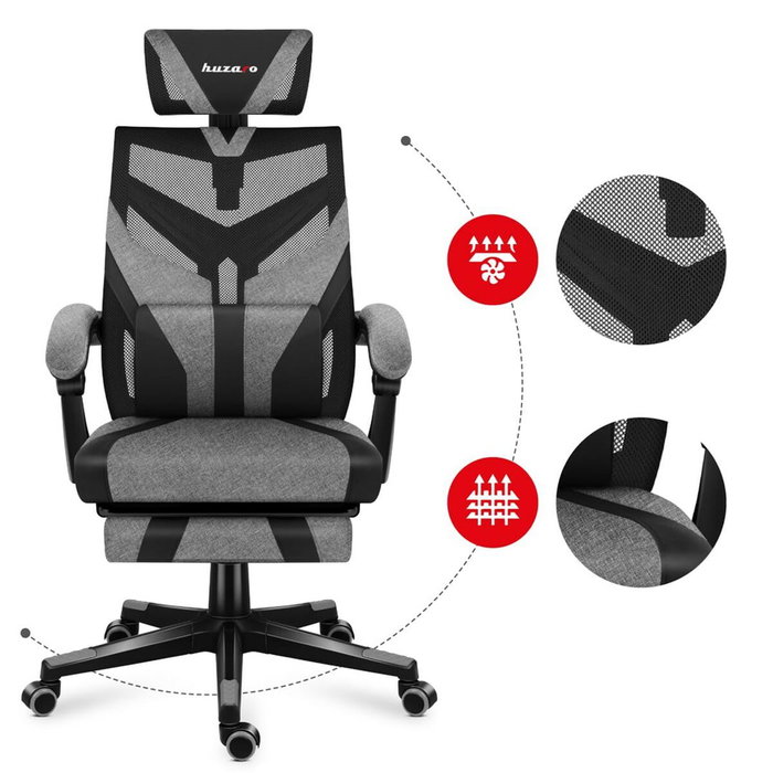 Huzaro Combat 5.0 Chaise de jeu Noir Gris