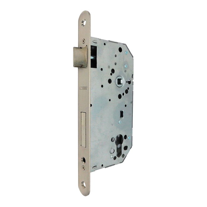 Micel Cre06 Serrure à larder avec bord arrondi, acier nickel satiné, entrée 60 mm, entraxe 85 mm, pour cylindre européen Micel Cre06 Serrure à larder avec bord arrondi, acier nickel satiné, entrée 60 mm, entraxe 85 mm, pour cylindre européen