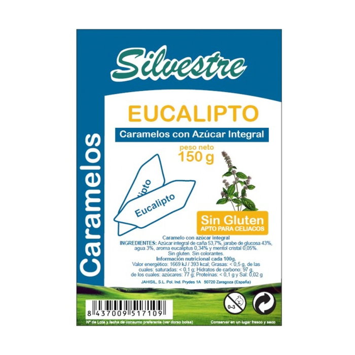 SILVESTRE Bonbons à l'eucalyptus au sucre intégral 150 g SILVESTRE Bonbons à l'eucalyptus au sucre intégral 150 g