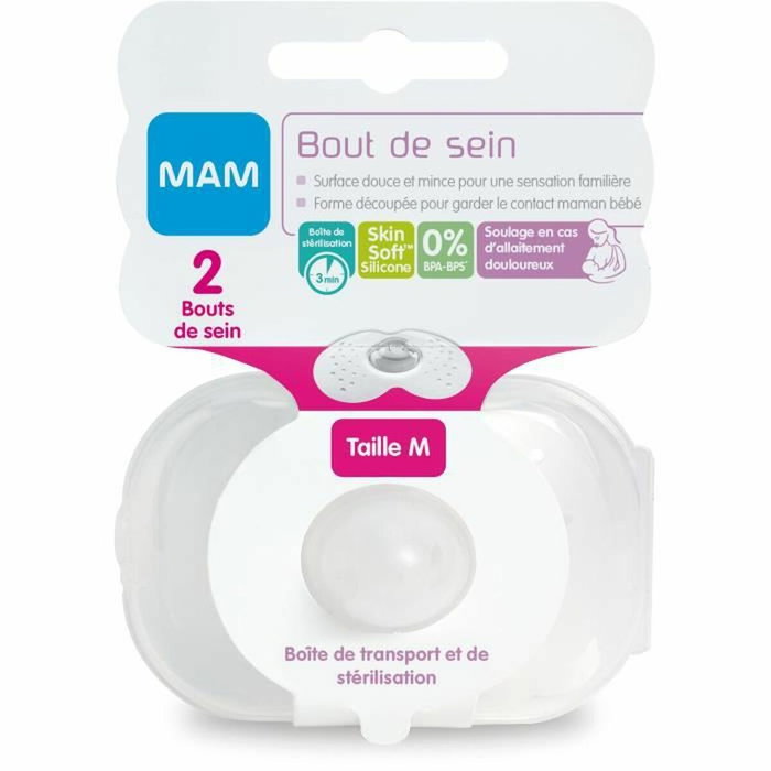 MAM Bout de sein Taille M avec boîte de stérilisation, Lot de 2