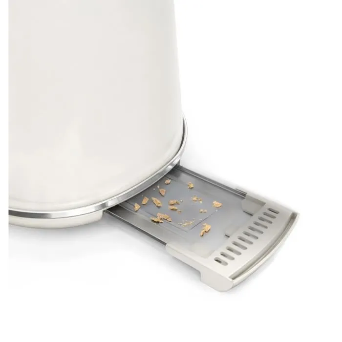 SWEISS GRV8 Grille-pain vintage 2 fentes 1500 W beige - Fonctions décongélation et réchauffage - Thermostat 6 niveaux - Panier à miettes amovible