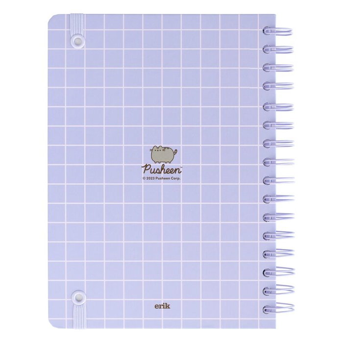 ERIK - Carnet A5 à couverture rigide avec reliure Wire-O et fermeture élastique, 90 pages, motif Pusheen