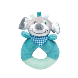 TACHAN Sonajero Perro en Tissu - Jouet d'éveil rond avec son relaxant, couleurs douces - Collection Baby Rabbit