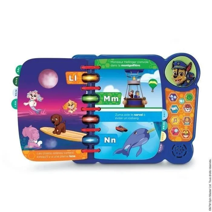 Vtech - Mon livre-jeu mission alphabet Pat Patrouille - Livre interactif éducatif avec boutons lumineux, Chase, 14 pages - Langue française