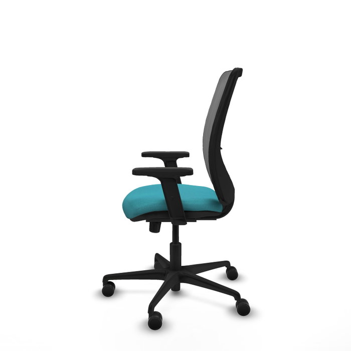 PIQUERAS Y CRESPO Chaise Zulema Synchro Tissu Turquoise Maille Gris Accoudoirs 2D sans appui-tête