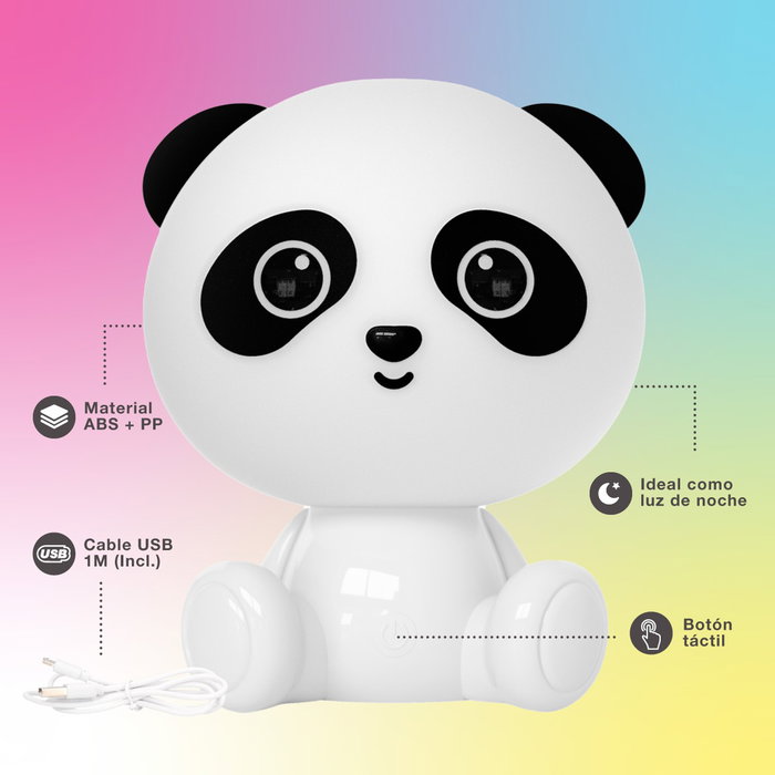 GSC Evolution Veilleuse enfant Panda LED RGB et lumière du jour, Blanc