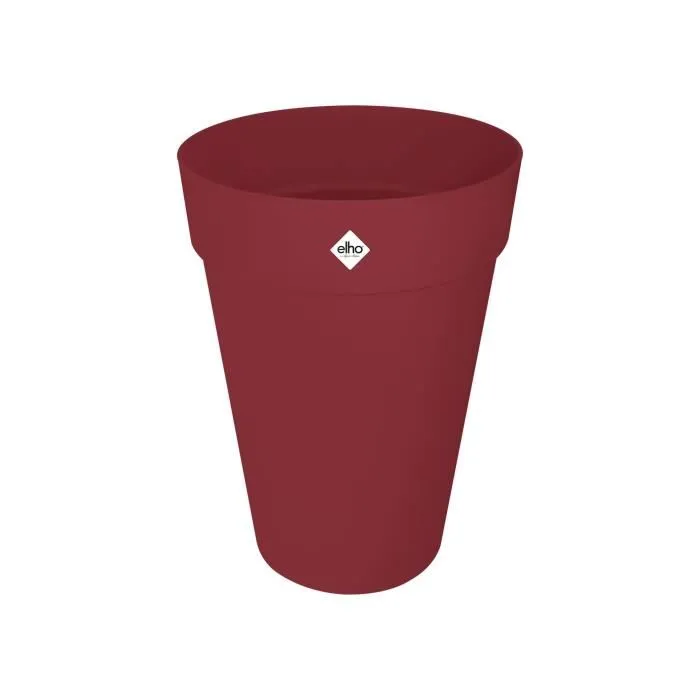 Elho Pot de fleurs Loft Urban Rond, réservoir d'eau intégré, rouge, dimensions 33.5 x 45 cm, 100% recyclé, pour extérieur