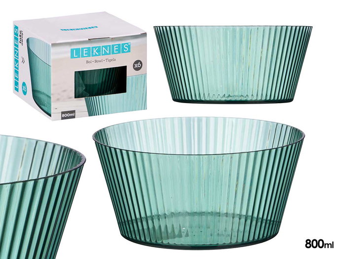 Leknes Bol Rayé Vert 800 ml en Plastique 15 x 7,2 x 15 cm (Set de 24) Leknes Bol Rayé Vert 800 ml en Plastique 15 x 7,2 x 15 cm (Set de 24)