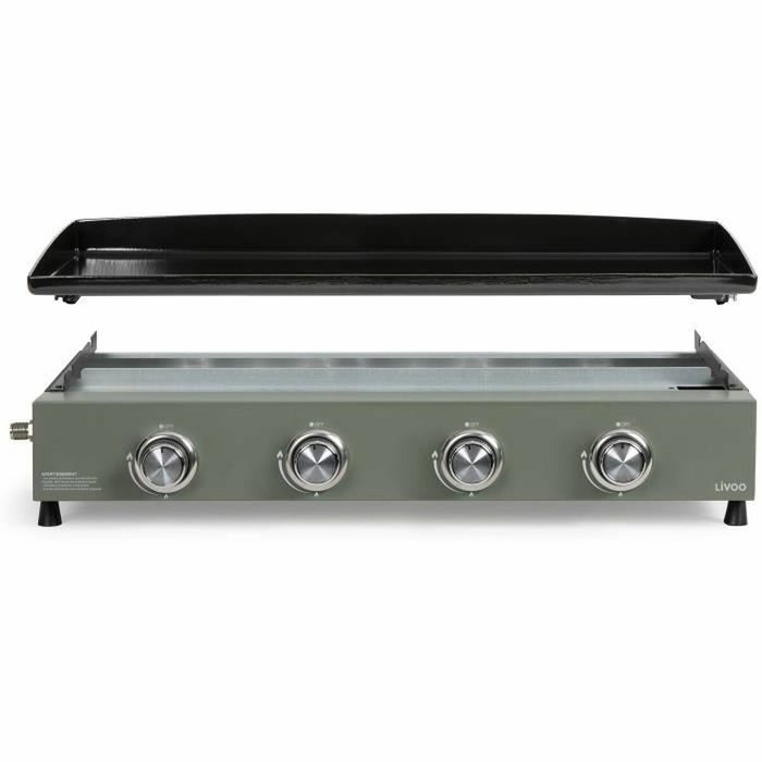 Livoo DOC325 Plancha à gaz 4 brûleurs - Vert / Noir
