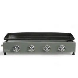 Livoo DOC325 Plancha à Gaz 4 Brûleurs, 10 kW, Plaque Amovible 78.5 x 34.5 cm (Vert/Noir) pour Cuisine Extérieure - 83.5 x 47 x 24 cm