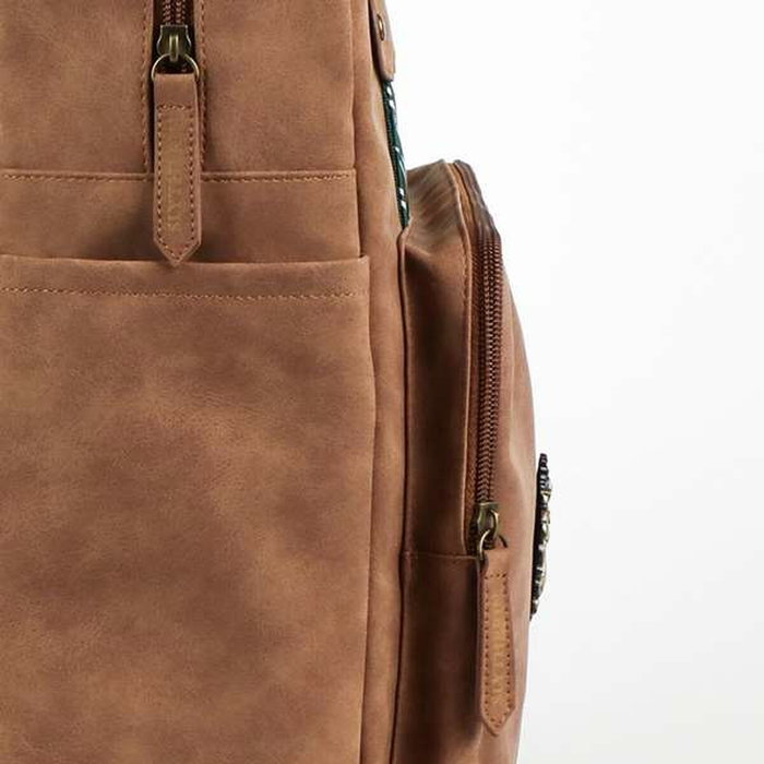 Cerdá Mochila Casual Harry Potter Slytherin en Similicuir - Sac à Dos pour Enfant à partir de 3 Ans, Marron