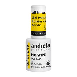 Andreia All In One No Wipe Top Coat - Vernis Gel Scellant à Longue Durée et Brillant Extra - Compatible LED/UV, Gel, Builder, Acrylique - Végan