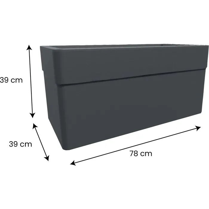 Carel Jardinière extérieure et intérieure 78 x 39 x 39 cm en résine 63 L avec roulettes et réserve d'eau, couleur taupe