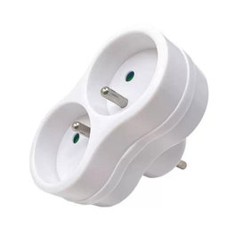 MicroConnect Adaptateur EU vers 2 Prises Type E Français, Blanc
