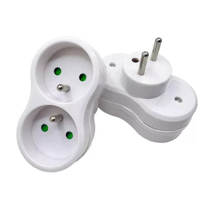 MicroConnect Adaptateur EU vers 2 Prises Type E Français, Blanc