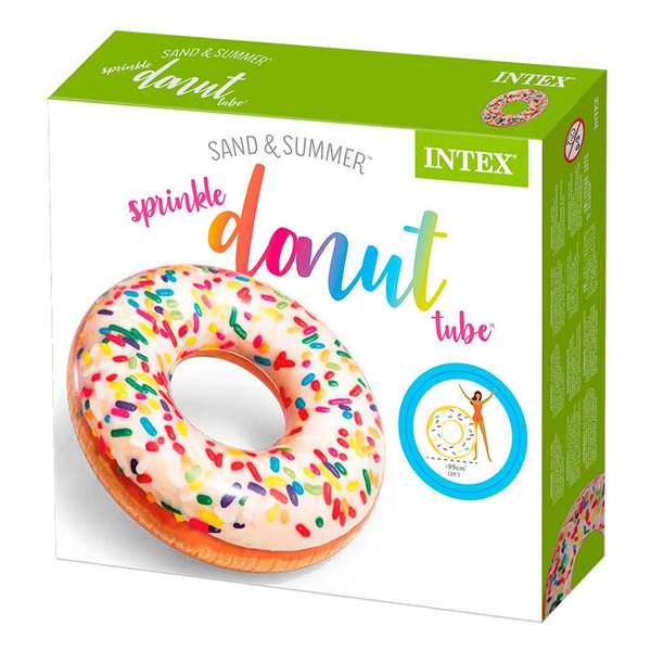 Intex - Flotteur Bouée Donut Blanc avec Motif Bonbons - 99x25 cm - Âge recommandé : 9 ans et plus - PVC