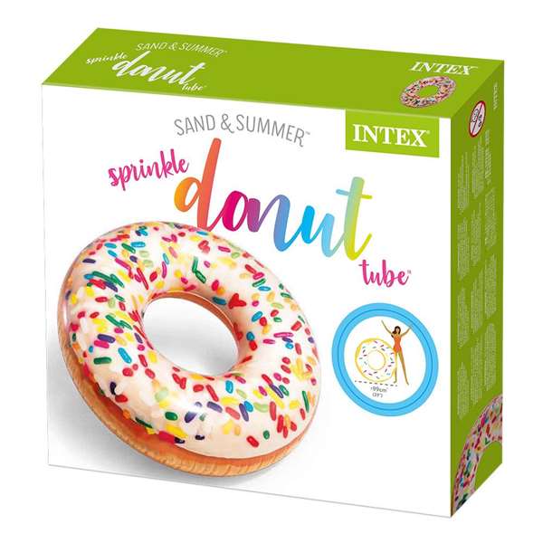 Intex - Flotteur Bouée Donut Blanc avec Motif Bonbons - 99x25 cm - Âge recommandé : 9 ans et plus - PVC